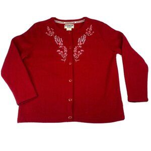 Vintage Y2K Glacier Gear Outdoor Cardigan Womens XL Red‎ Embroidered Cottagecore